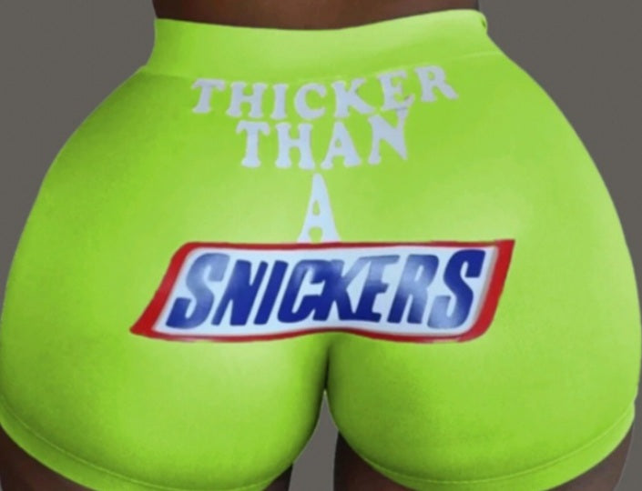Snickers Green Candy Yoga Shorts
