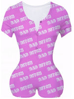 Load image into Gallery viewer, Bad B!tch Short Sleeve Onesie Romper Jammies Sexy Loungewear Nightie Nightwear PJ Party Pajama
