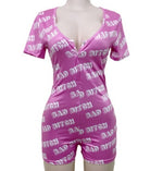 Load image into Gallery viewer, Bad B!tch Short Sleeve Onesie Romper Jammies Sexy Loungewear Nightie Nightwear PJ Party Pajama
