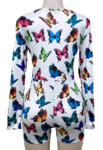 Butterfly Long Sleeve Multi-Colored Onesie Romper