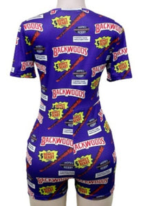 Backwoods Short Sleeve Purple Onesie Romper Jammies Sexy Loungewear Nightie Nightwear PJ Party Pajama