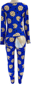 Cookie Blue Long Pant Butt Flap & Long Sleeve Onesie Jammies Sexy Loungewear Nightie Nightwear PJ Party Pajama