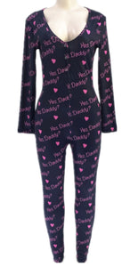 Yes Daddy Black Long Pant Butt Flap & Long Sleeve Onesie