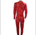 Load image into Gallery viewer, Bandana Paisley Long Sleeve Long Pant Red Onesie
