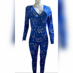 Load image into Gallery viewer, Bandana Paisley Long Sleeve Long Pant Blue Onesie
