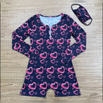 Load image into Gallery viewer, Pink Heart Onesie Romper w/matching face mask
