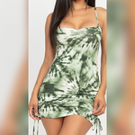 Load image into Gallery viewer, Tie Dye Rouched Olive dress
